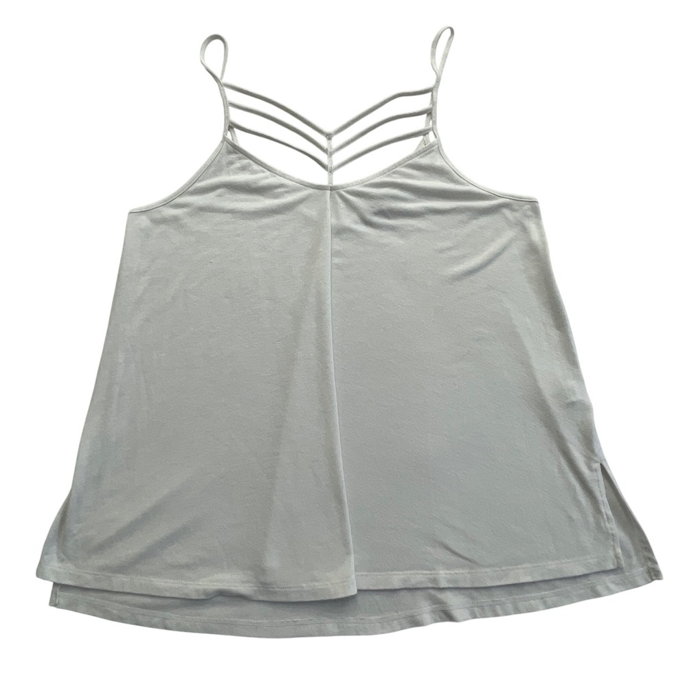 Express One Eleven Tank Top Womens Medium White Strappy Caged Neck Cami Relaxed